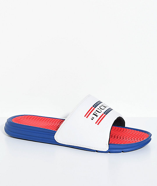 red white and blue sandals