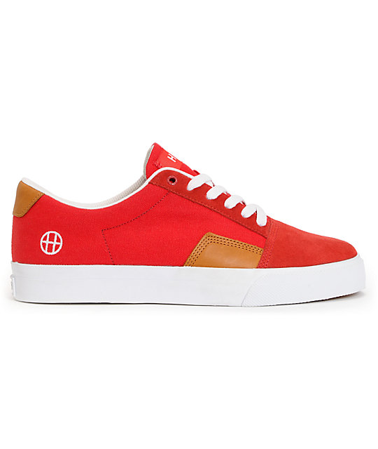 HUF Southern Red, White & Tan Leather Skate Shoes | Zumiez