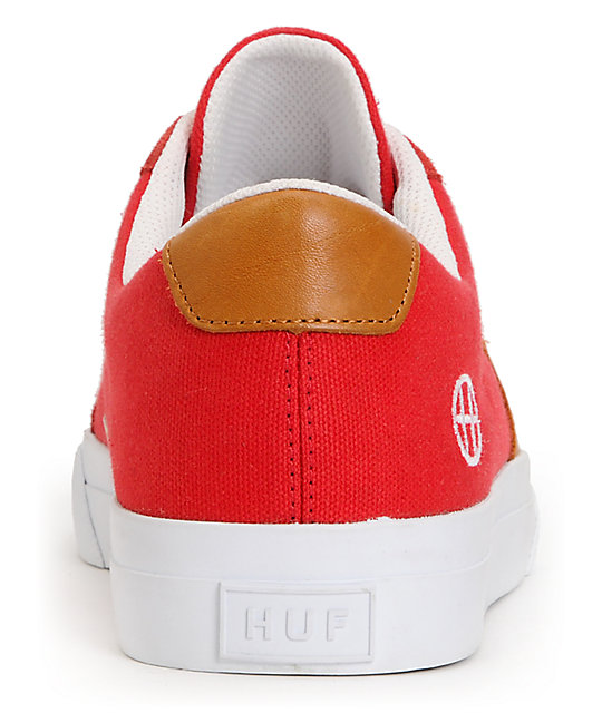 HUF Southern Red, White & Tan Leather Skate Shoes | Zumiez