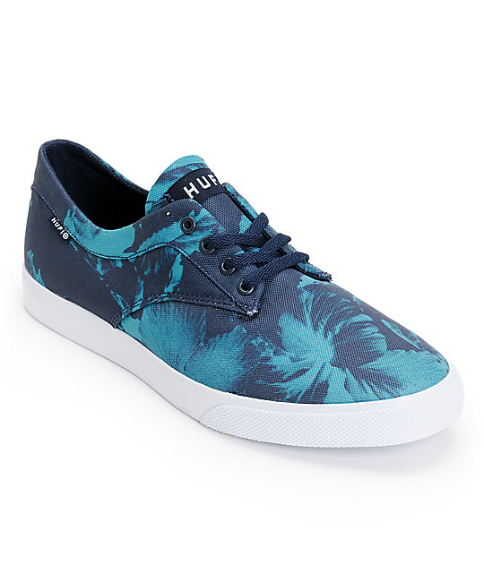 teal floral shoes