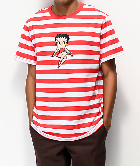 Huf X Betty Boop Red White Striped Knit T Shirt Zumiez