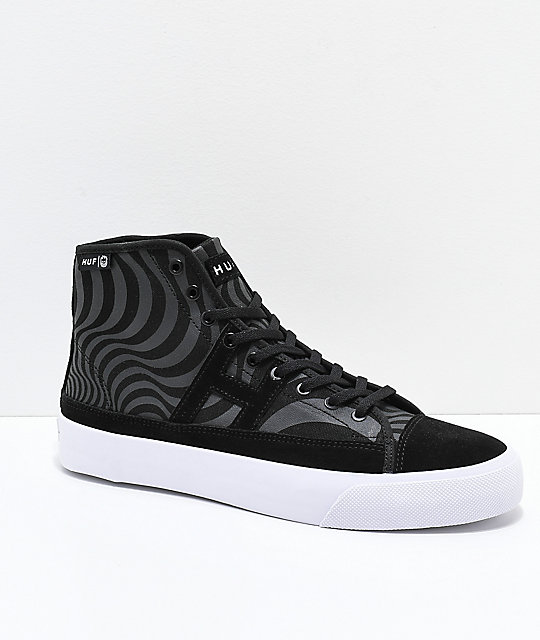 HUF x Spitfire Hupper 2 Hi Black &amp; White Skate Shoes Zumiez
