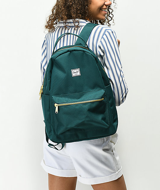 teal and black backpack