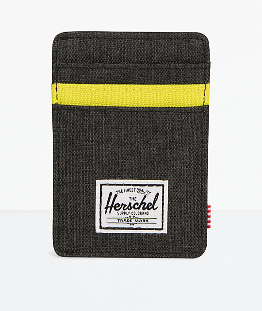 Herschel Supply Co Raven Black Neon Green Cardholder Money Clip - raven black neon green !   cardholder money clip wallet zumiez