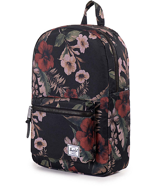 Herschel Supply Co. Settlement Mid Black & Hawaiian Floral Print 17L ...