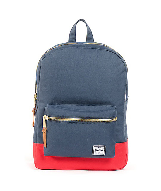 herschel blue and red backpack