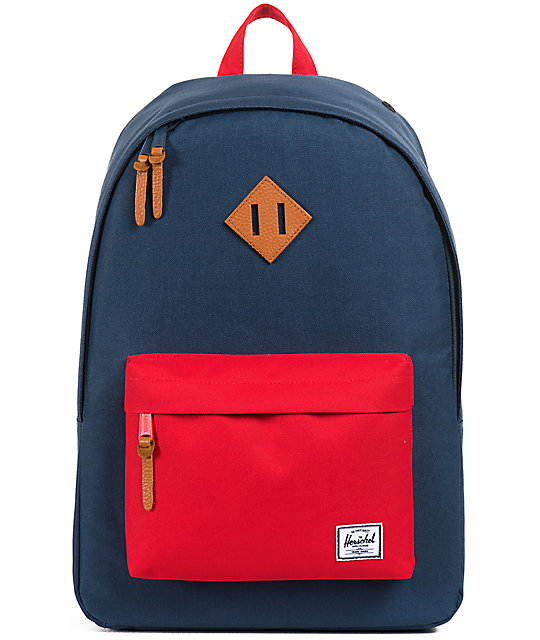 herschel blue and red backpack