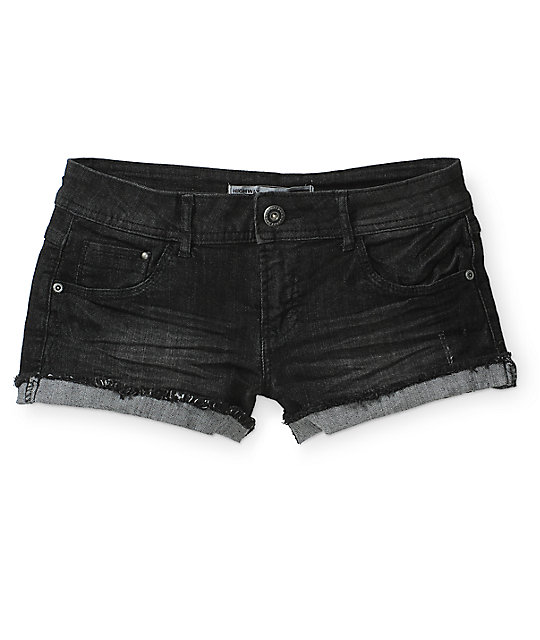 Highway Jeans Cuffed Black Denim Shorts | Zumiez