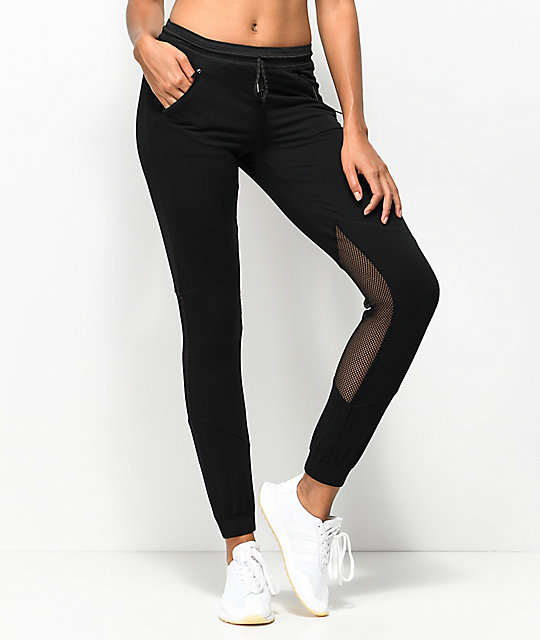 black mesh joggers