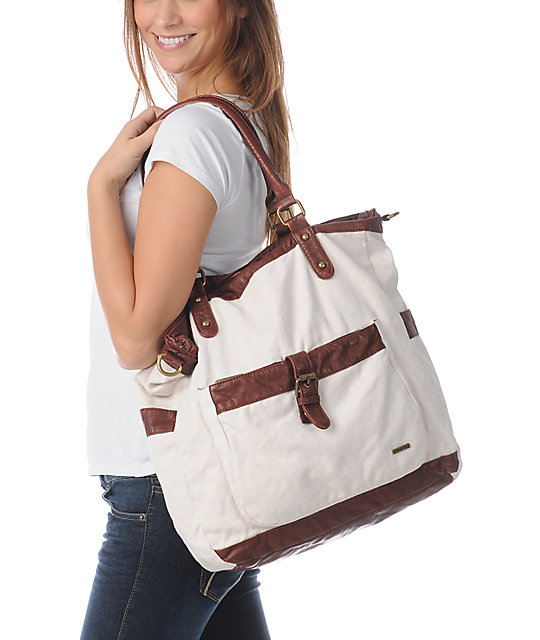 Hurley One & Only Natural Canvas Book Tote Bag | Zumiez