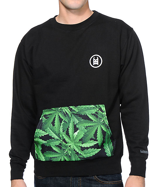 crew neck sweatshirt with kangaroo pocket