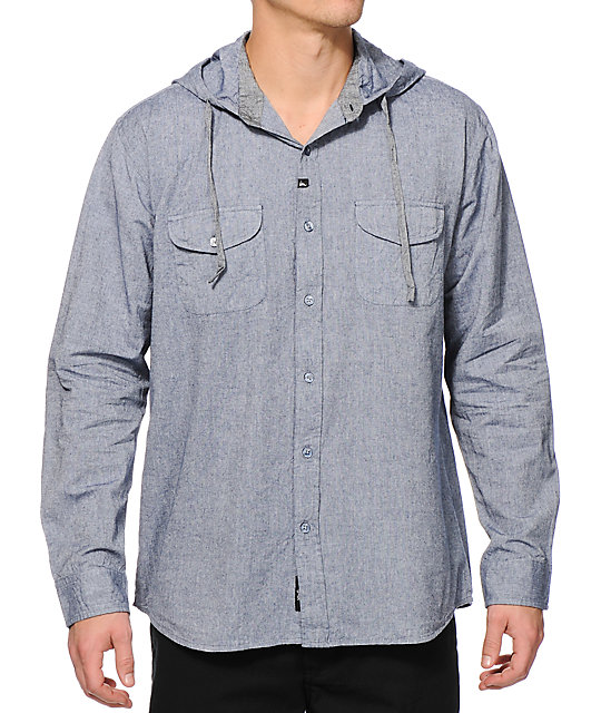 hooded button up shirt