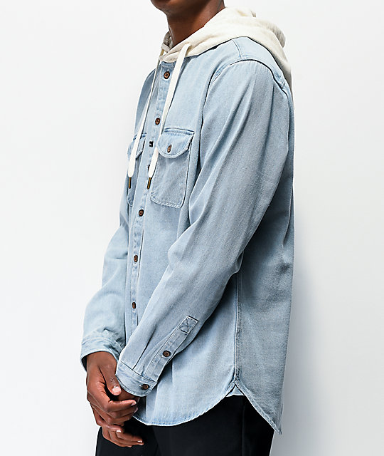 grey denim hooded jacket