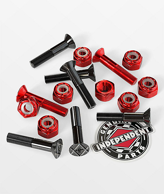 Independent Red Crossbolts 1" Skateboard Hardware Zumiez