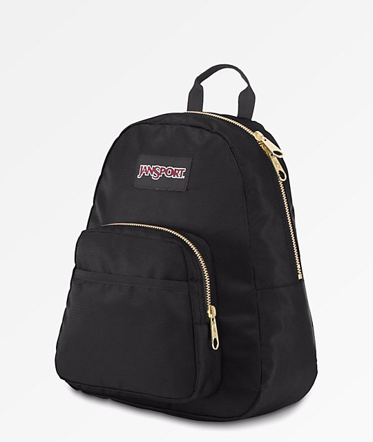 JanSport Half Pint FX Black & Gold Mini Backpack | Zumiez