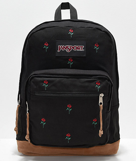 Black Backpack With Red Roses IUCN Water