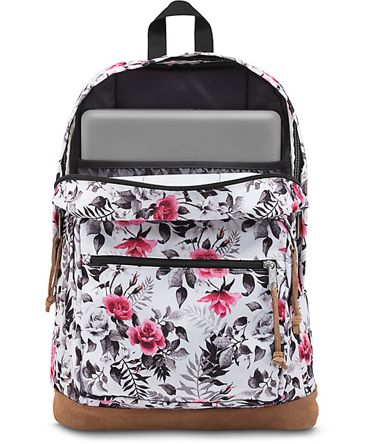 Jansport Backpack Grey With Flowers | semashow.com