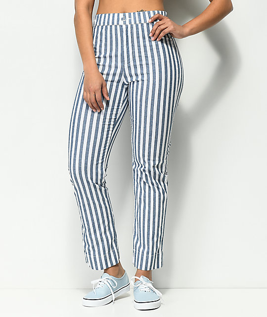 Jolt Jilden Blue & White Stripe Crop Pants | Zumiez
