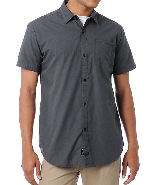 KR3W Panic Grey Short Sleeve Button Up Shirt | Zumiez