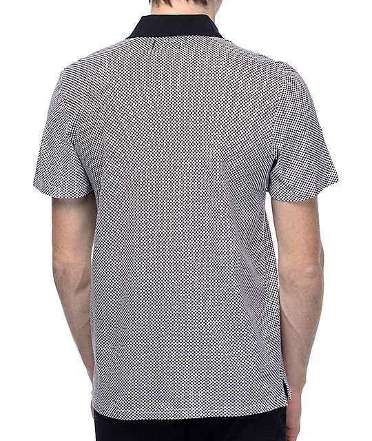 KR3W Wellton Black & White Checkered Polo Shirt | Zumiez