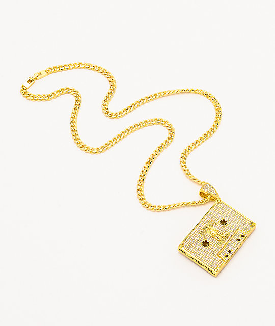 King Ice X Death Row Records Cassette Tape Gold Chain Necklace
