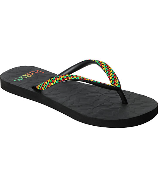 Kustom Azteca Rasta Flip Flop Sandals | Zumiez