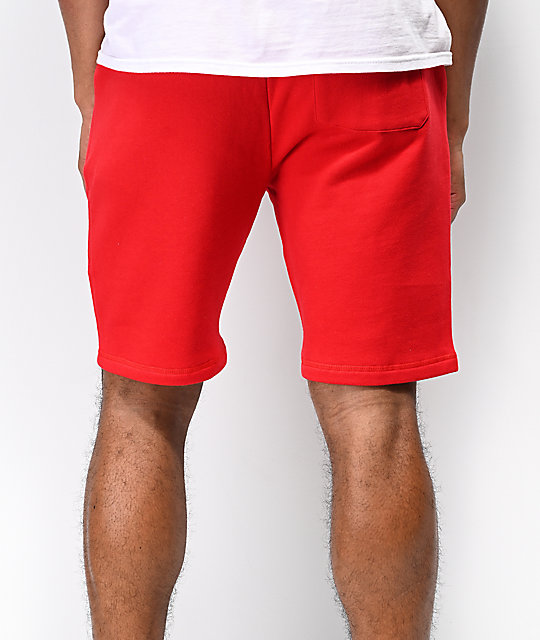 mens red sweat shorts