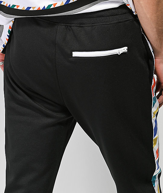 champion corp logo crinkle black track pants