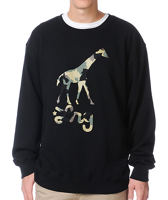 LRG Camo Giraffe Black Crew Neck Sweatshirt | Zumiez