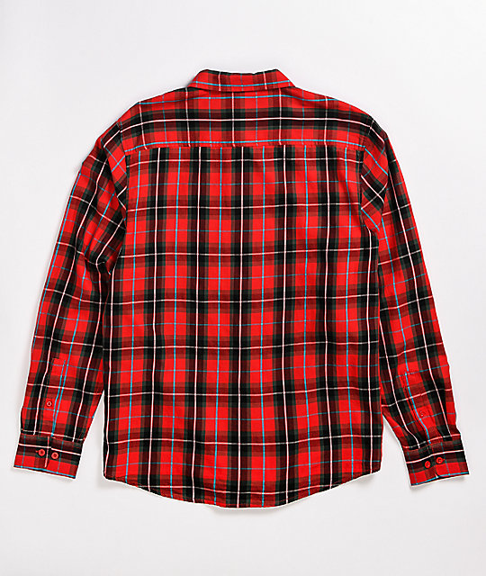 black and red button down shirt