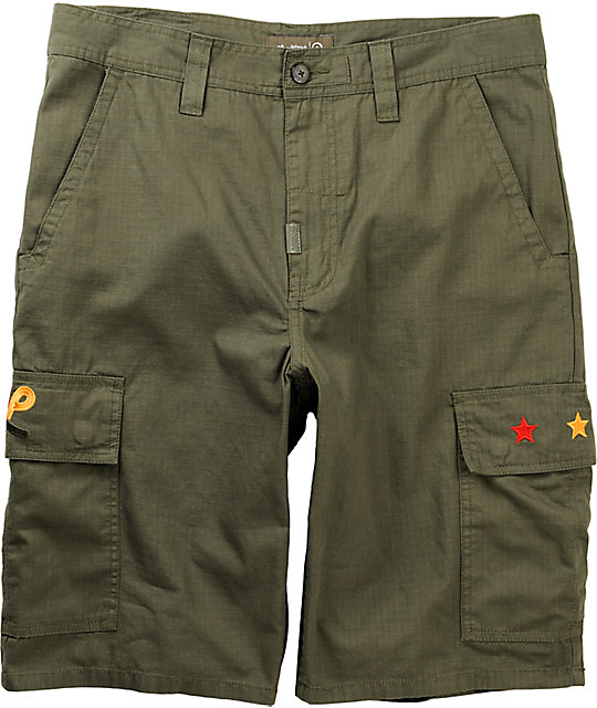 LRG Embroidered Olive Green Cargo Shorts | Zumiez