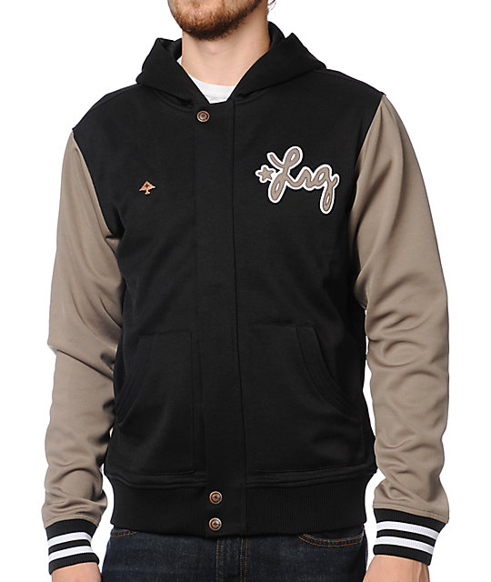 LRG Ground Up Black & Light Brown Hooded Track Jacket at Zumiez : PDP