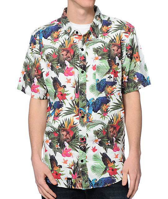 LRG Hawaiian Safari White Button Up Shirt