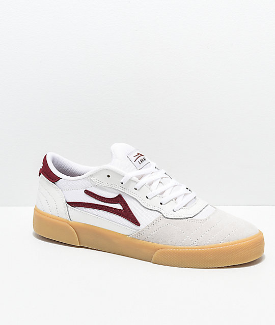 Lakai Cambridge White, Burgundy & Gum Skate Shoes | Zumiez