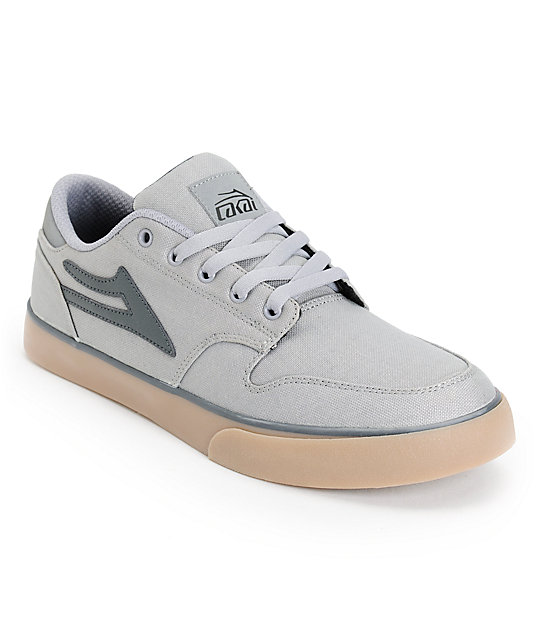Lakai Carroll 5 Light Grey & Gum Canvas Skate Shoes | Zumiez