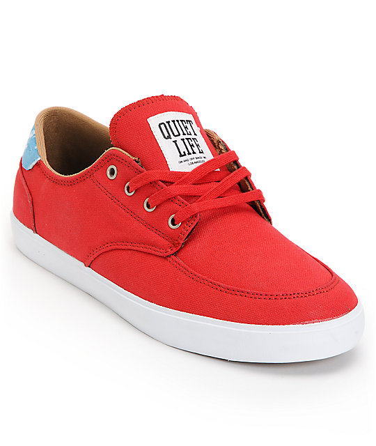 Lakai x The Quiet Life Belmont Red & White Canvas Skate Shoes at Zumiez ...