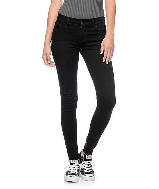 Levi's 710 Black Echo Mid Super Skinny Jeans | Zumiez