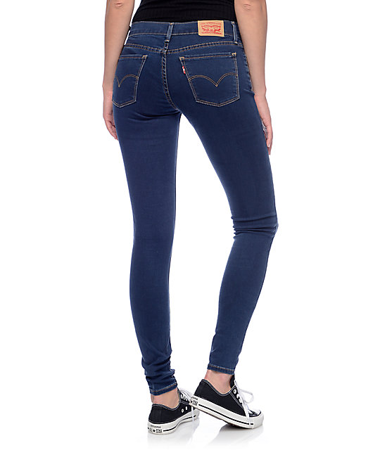 Levi's 710 Dark Blue Mid Super Skinny Jeans | Zumiez