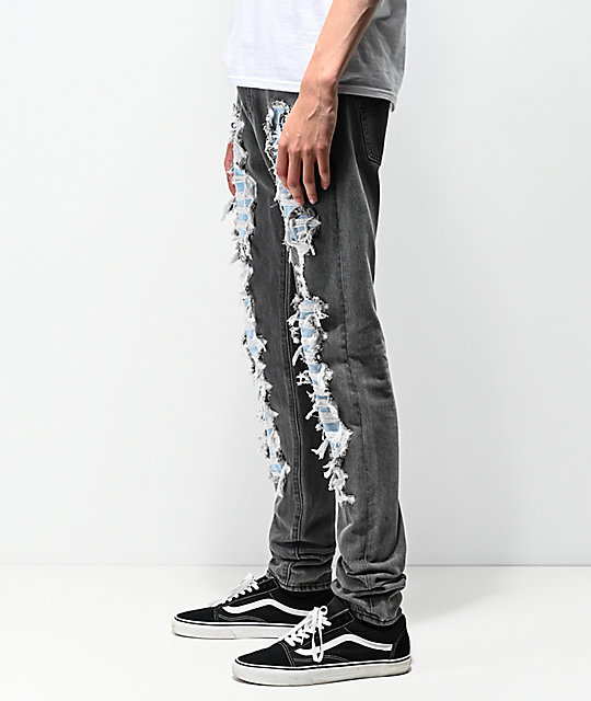 black scratch jeans