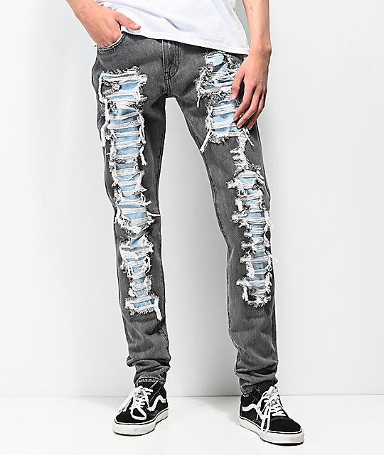 black scratch jeans