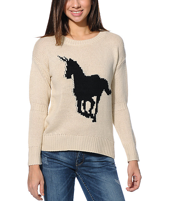 Lira Unicorn  Ivory Knit Sweater  Zumiez