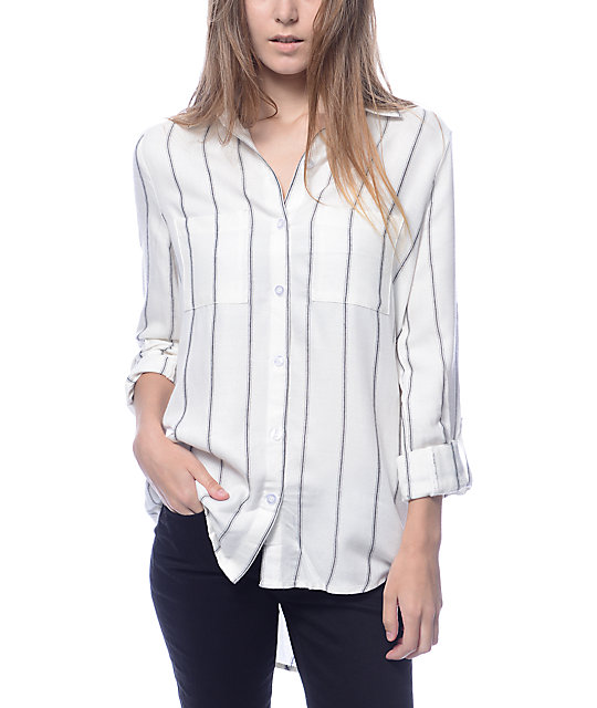 Lunachix Edward Black & White Stripe Woven Shirt | Zumiez