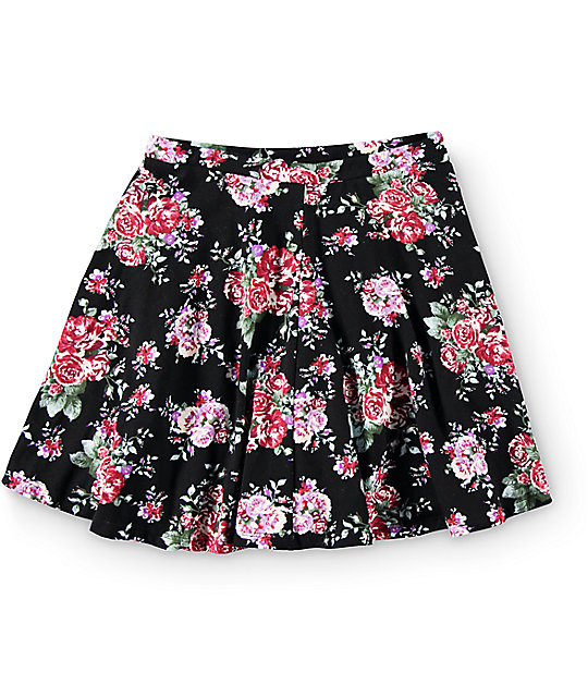 Lunachix Floral Skater Skirt | Zumiez