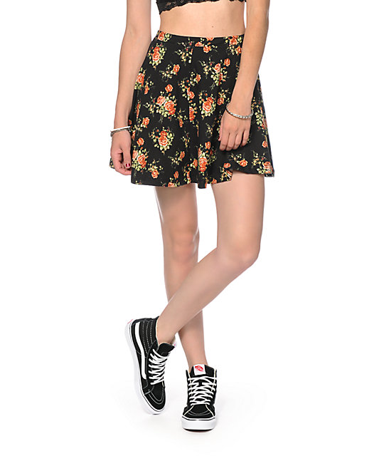 Lunachix Roses Floral Skater Skirt | Zumiez