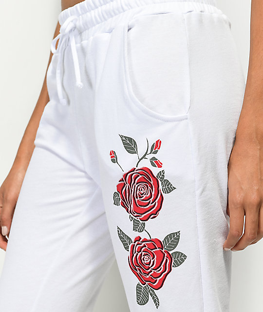 sweatpants with roses