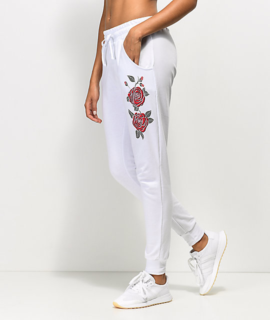 sweatpants with roses