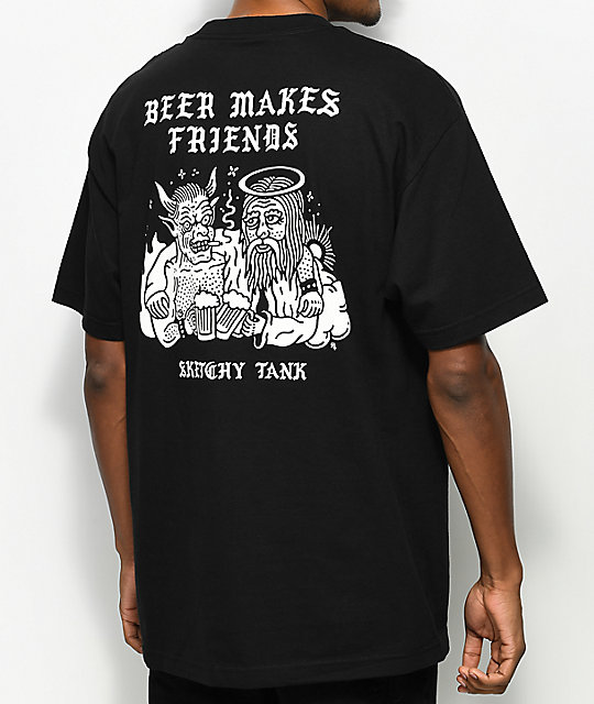 Lurking Class By Sketchy Tank Beer Makes Friends Black T Shirt