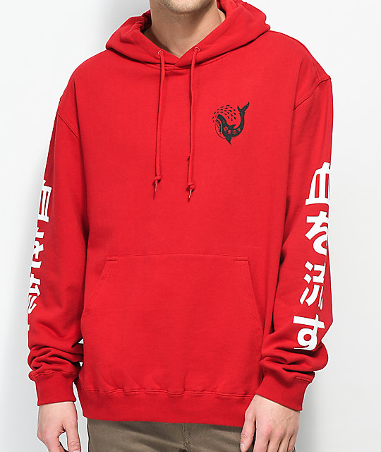 red japanese hoodie