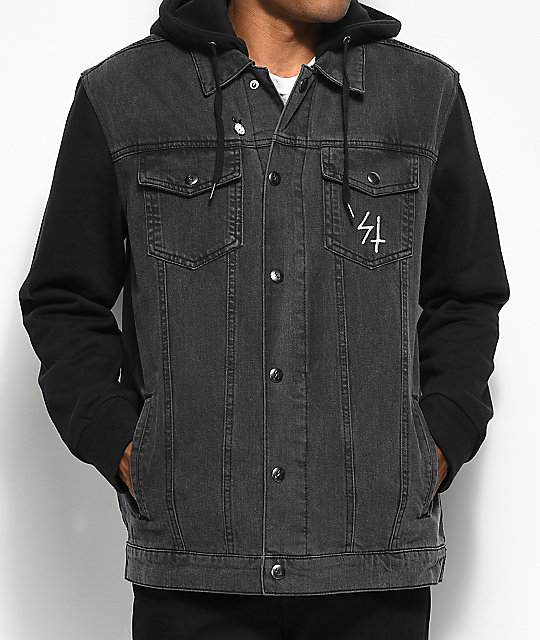 jean jackets with sweatshirt sleeves