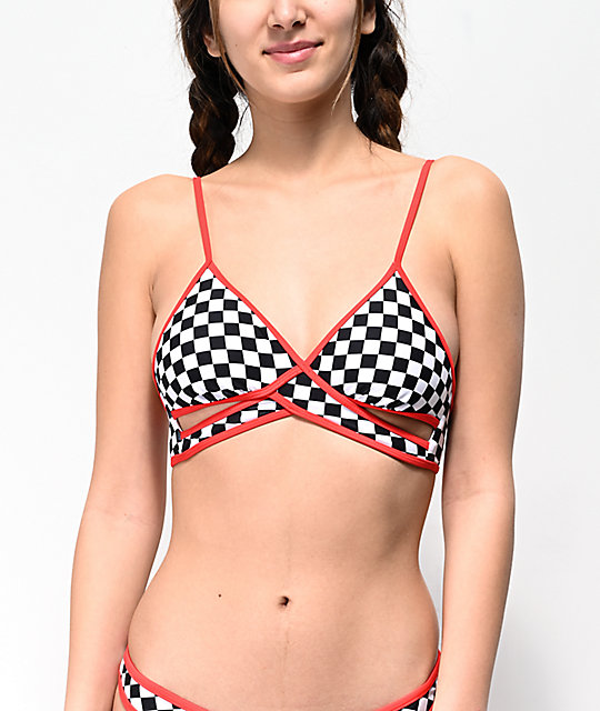 red checkered bathing suit